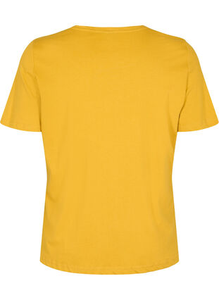 Kortærmet bomulds t-shirt med tryk, Harvest Gold, Packshot image number 1