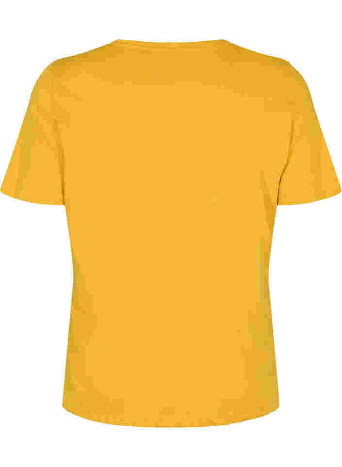 Kortærmet bomulds t-shirt med tryk, Harvest Gold, Packshot image number 1