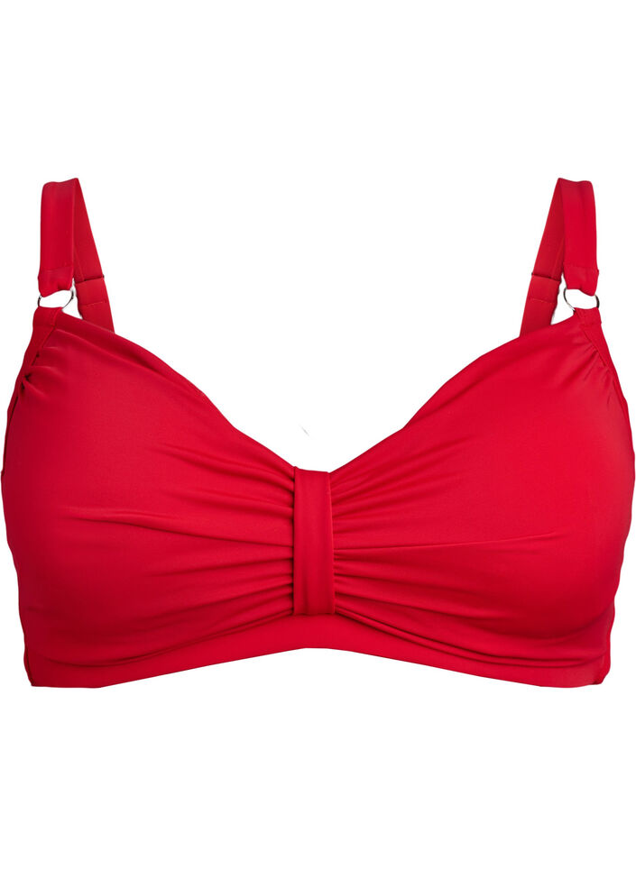 Bikini bøjle bh med draperinger - Rød - Str. 50 - Zizzi