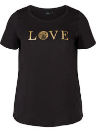 Kortærmet t-shirt med print, Black w. Love