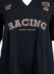 Oversize t-shirt med Racing-print, Sort, Packshot image number 2