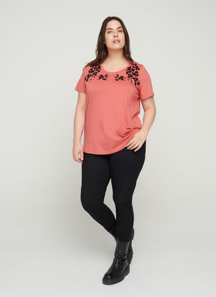 Kortærmet t-shirt med printdetaljer, Faded Rose, Model image number 2