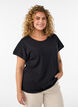T-shirt i bomuld med crochetdetalje, Sort, Model image number 0