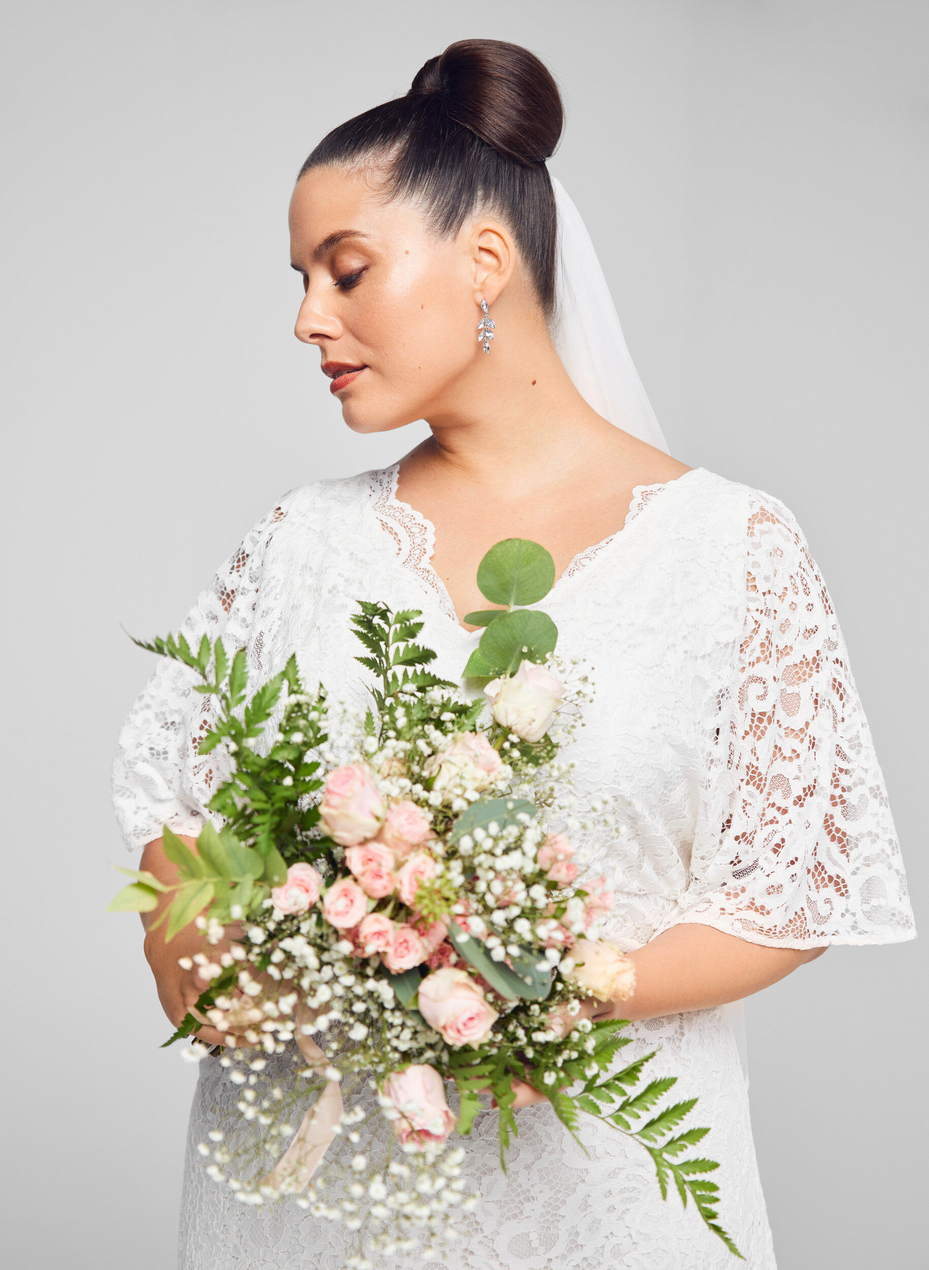 Zizzi Blonde brudekjole med slids, Star White, Image image number 0