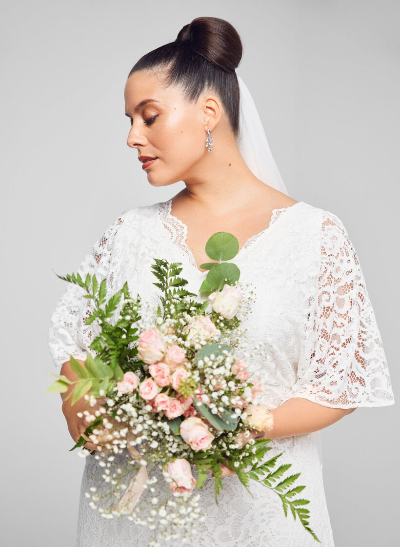 Blonde brudekjole med slids, Star White, Image image number 0