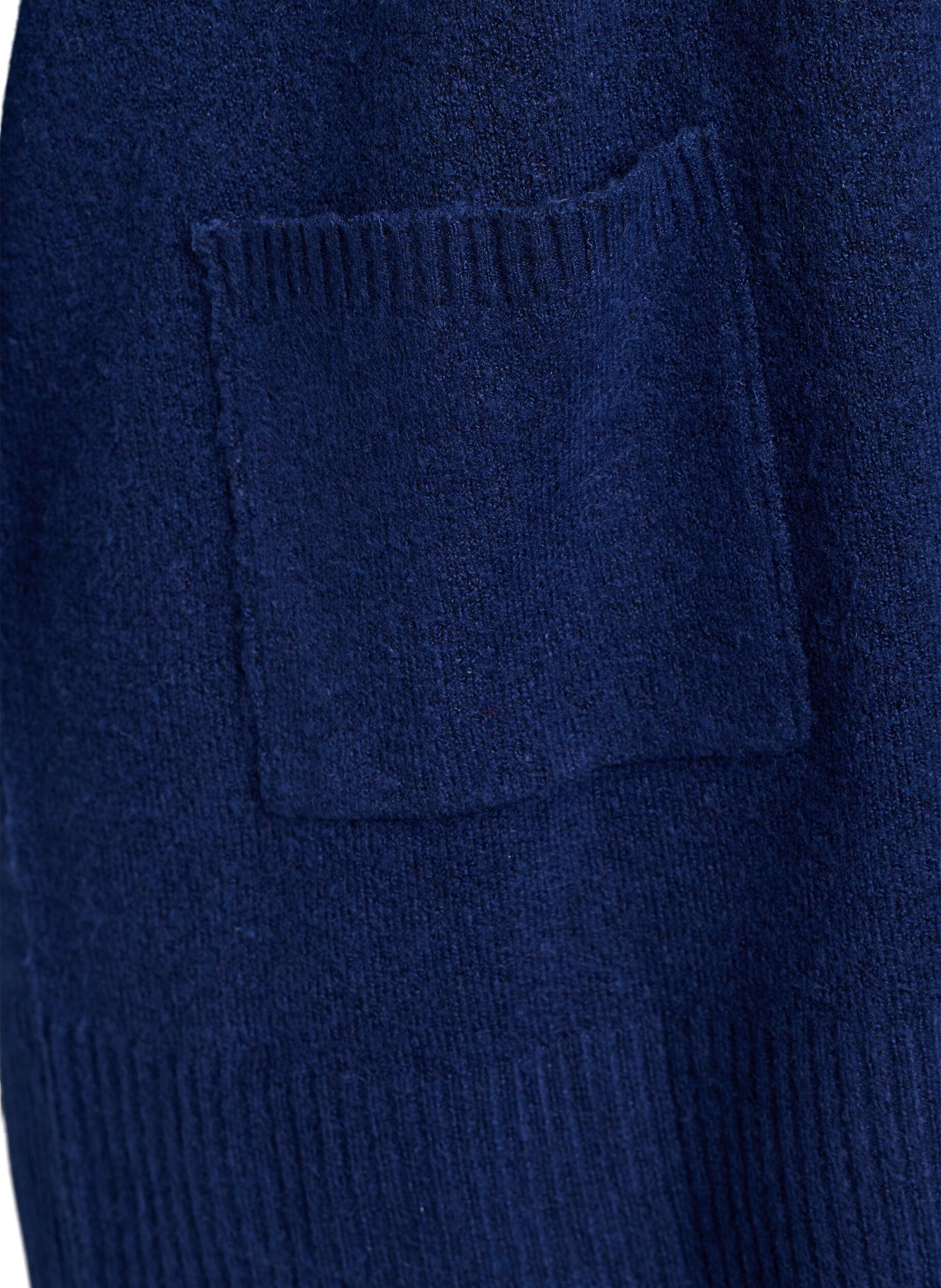 ZizziMeleret strik cardigan med lommer, Bl&aring;, Packshot image number 3