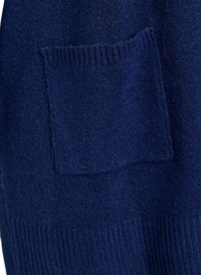 Meleret strik cardigan med lommer, Bl&aring;, Packshot image number 3