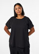 Bluse med korte &aelig;rmer og rund halsudsk&aelig;ring, Sort, Model image number 0