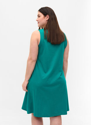 Ærmeløs bomulds kjole med a-shape, Parasailing Solid, Model image number 1