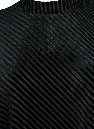 Strukturmønstret kjole i velour, Black, Packshot image number 2