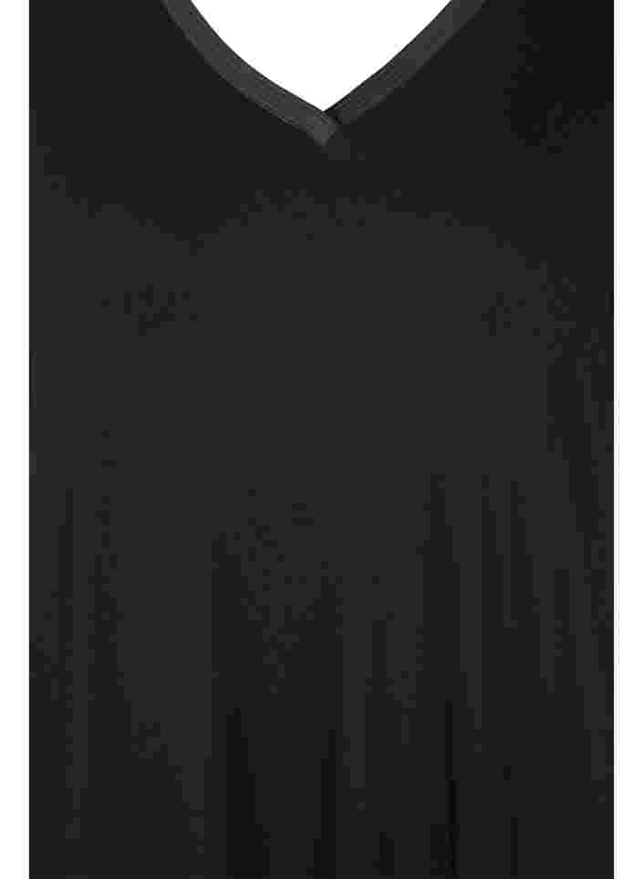 Kortærmet natkjole i viskose, Black, Packshot image number 2