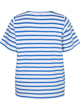 Stribet bomulds t-shirt, Blue Stripes, Packshot image number 1