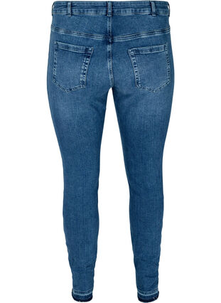 Super slim Amy jeans med rå kanter, Blue denim, Packshot image number 1
