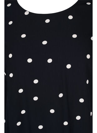 Prikket viskose kjole med korte ærmer, Black Dot, Packshot image number 2