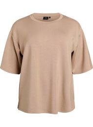 L&oslash;s t-shirt med 1/2-&aelig;rmer, Beige