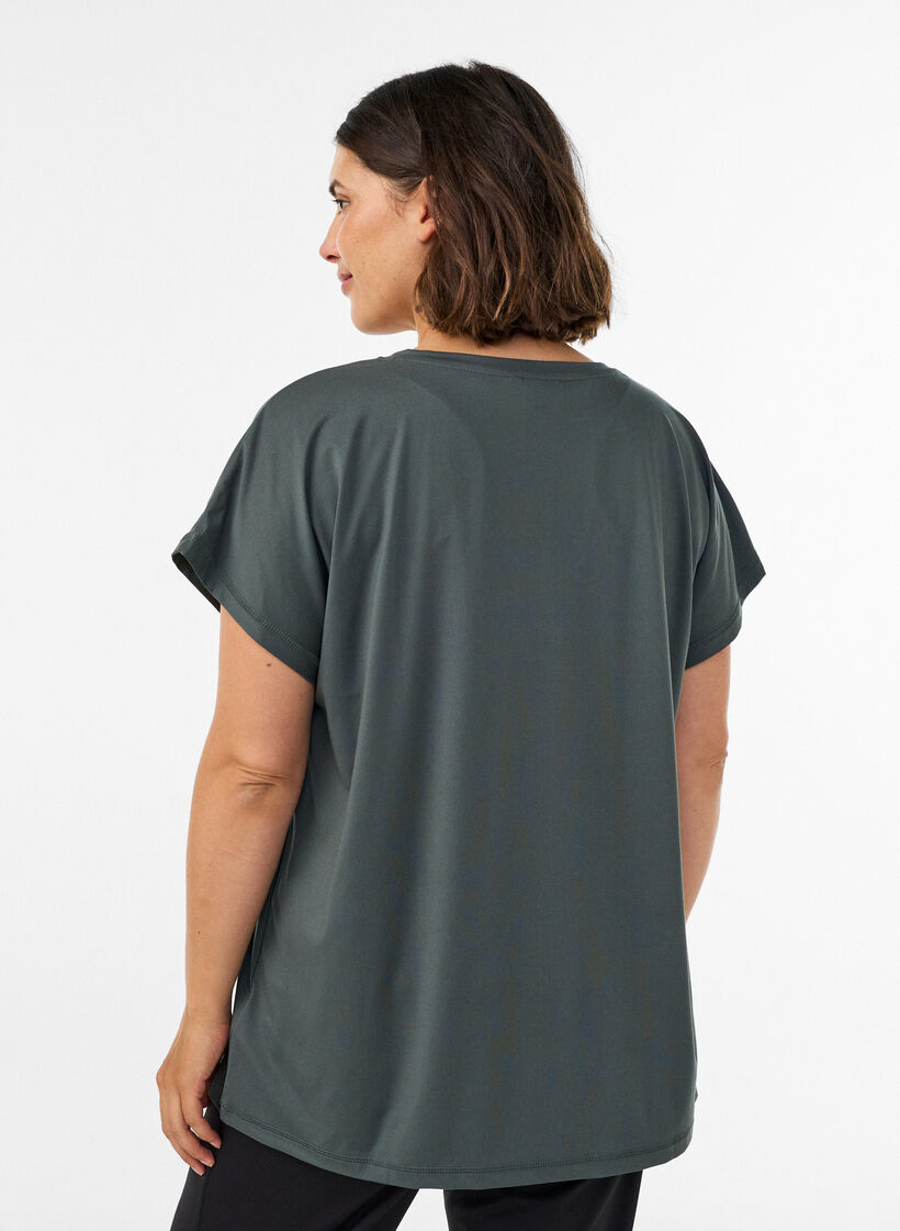 L&oslash;s tr&aelig;nings t-shirt med V-hals, Gr&oslash;n, Model image number 2