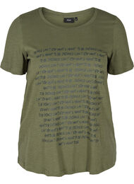 T-shirt med print i økologisk bomuld, Thyme Melange