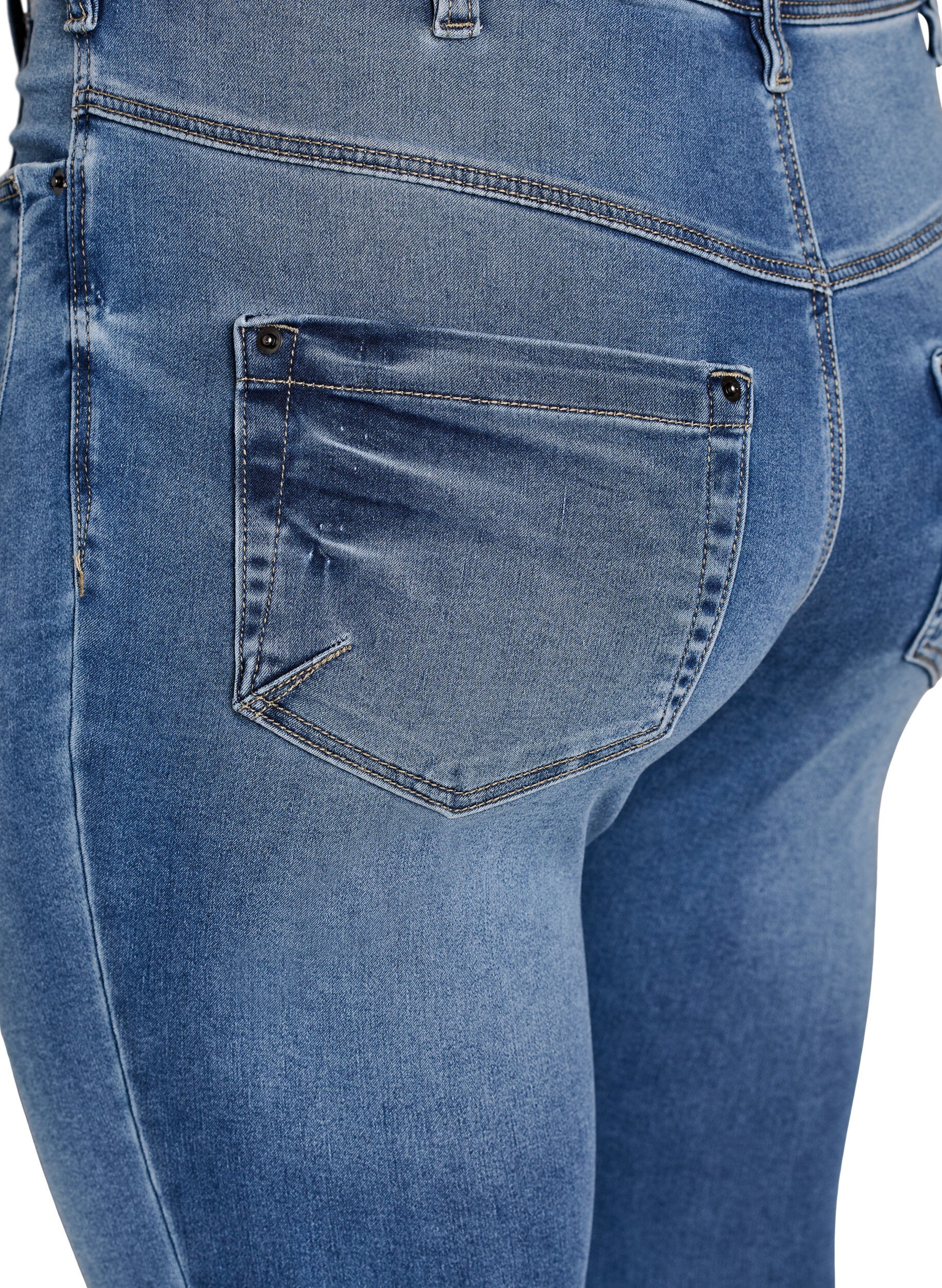 Zizzi Cropped Amy jeans med lynl&aring;sdetalje, Bl&aring;, Packshot image number 3