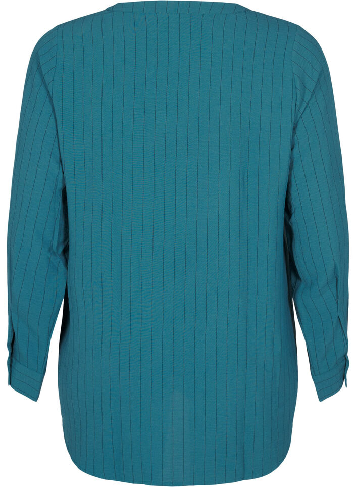 N&aring;lestribet skjortebluse, Gr&oslash;n, Packshot image number 1