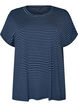 Stribet T-shirt i viskose med rund hals, Bl&aring;, Packshot image number 0