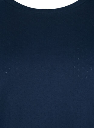 Langærmet bomulds bluse med hulmønster, Navy Blazer, Packshot image number 2