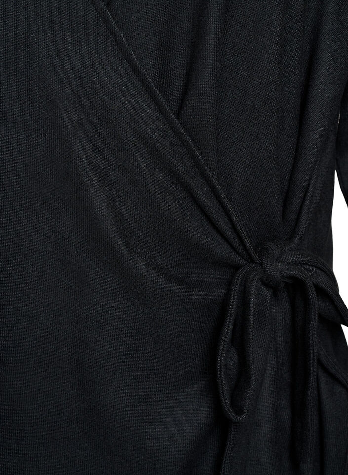 Sl&aring;-om bluse i jersey med bindeb&aring;nd, Sort, Packshot image number 2