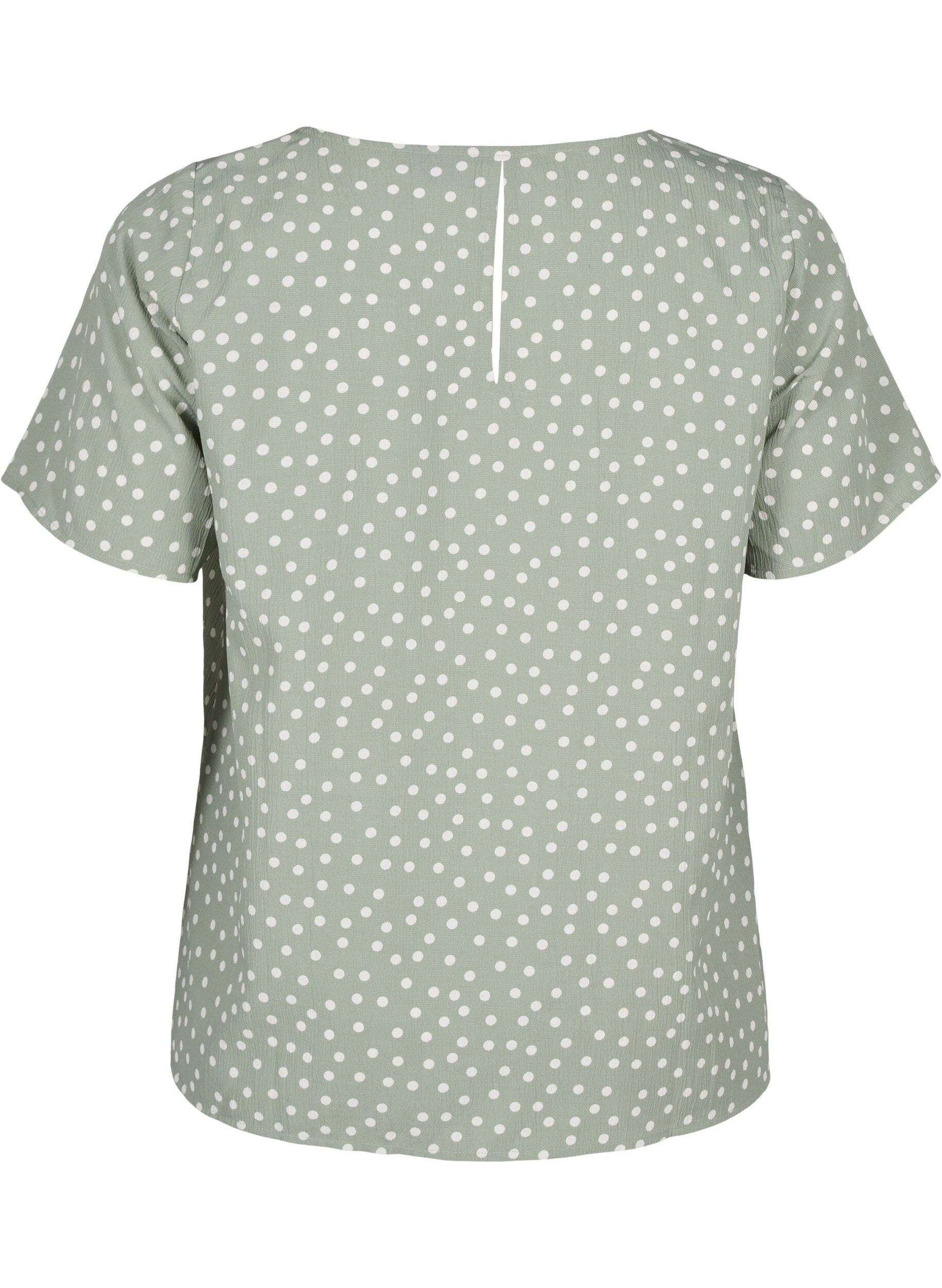 Zizzi FLASH - Kort&aelig;rmet bluse med print, Iceberg Green Dot, Packshot image number 1