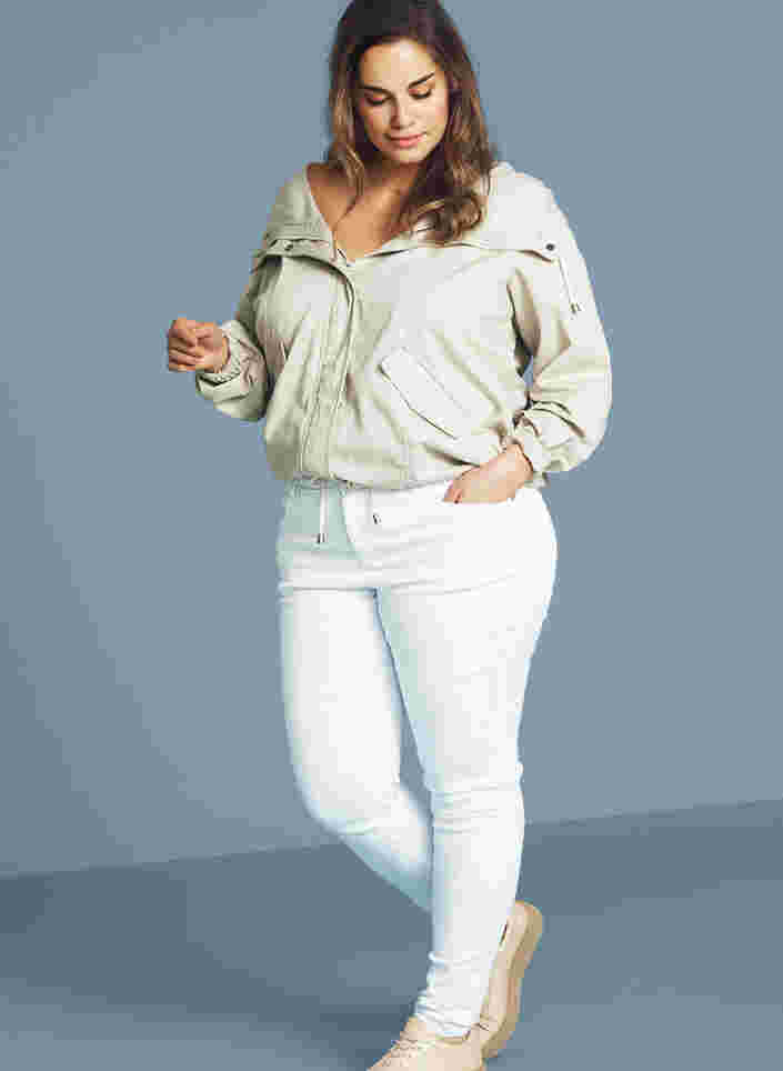 Super slim Amy jeans med høj talje, Bright White, Model image number 1