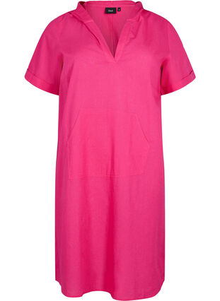 Kortærmet kjole med hætte, Beetroot Purple, Packshot image number 0