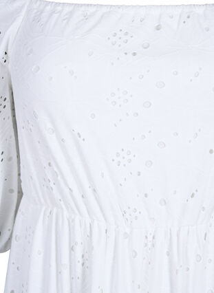 Maxikjole med hulmønster og firkantet udskæring, Bright White, Packshot image number 2