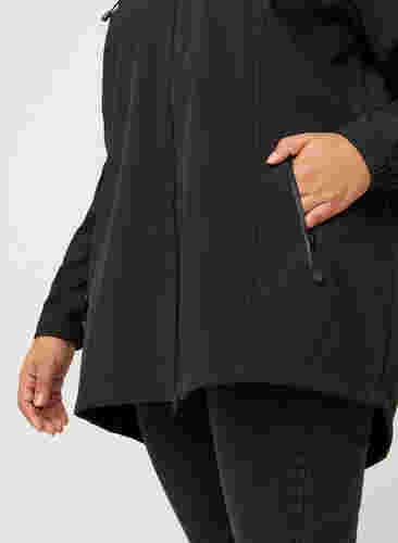 Kort softshell jakke med hætte, Black, Model image number 3