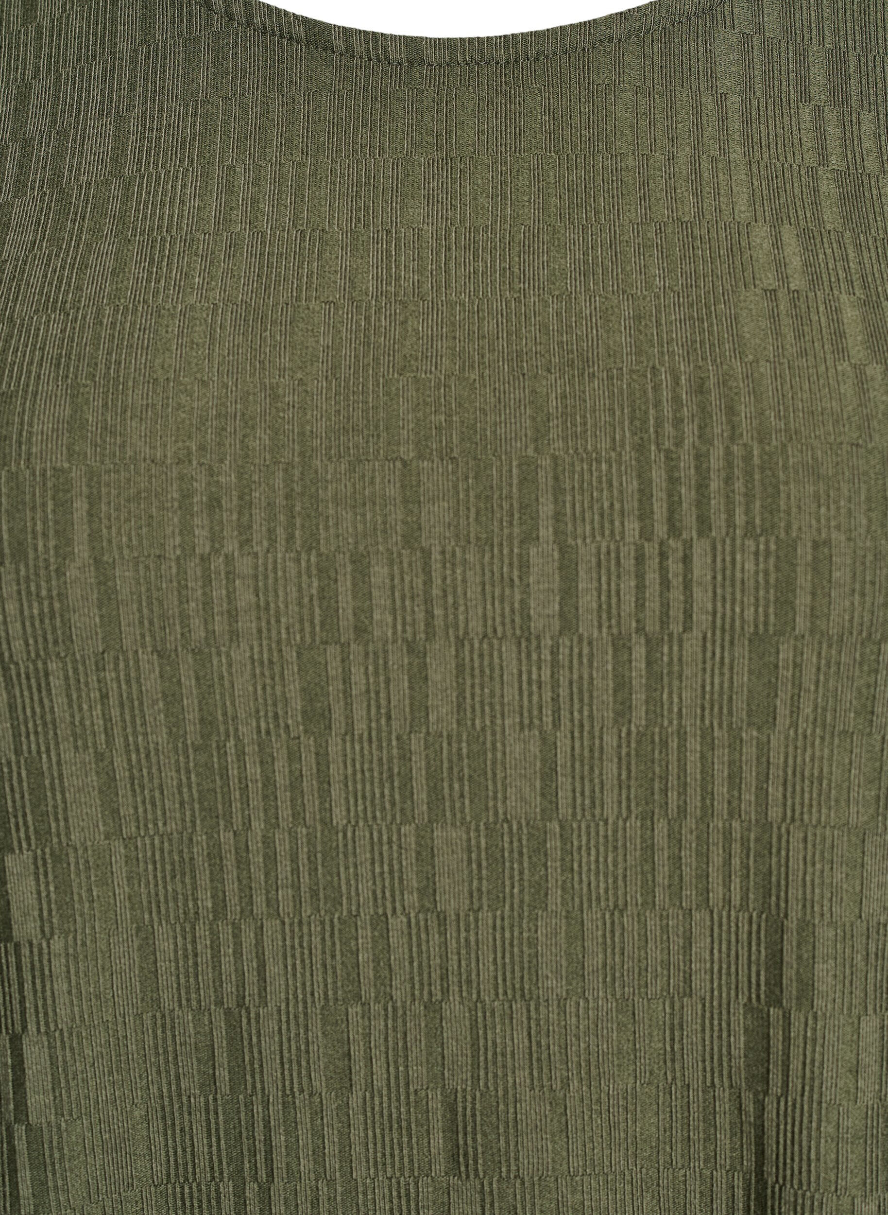 ZizziBluse med struktur og 3/4 &aelig;rmer, Gr&oslash;n, Packshot image number 2