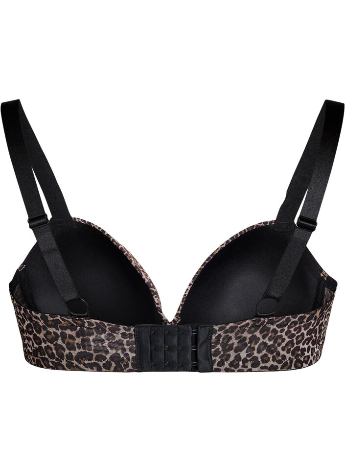 Formstøbt bh med leopardmønstret mesh, Brun, Packshot image number 1