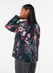 Blomstret bluse med v&aelig;vet struktur, Sort, Model image number 2