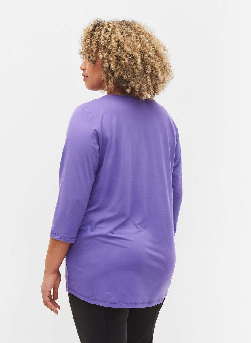 Tr&aelig;ningsbluse med 3/4 &aelig;rmer, Lilla, Model image number 2
