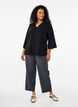 Bluse med 3/4 &aelig;rmer, Sort, Model image number 1