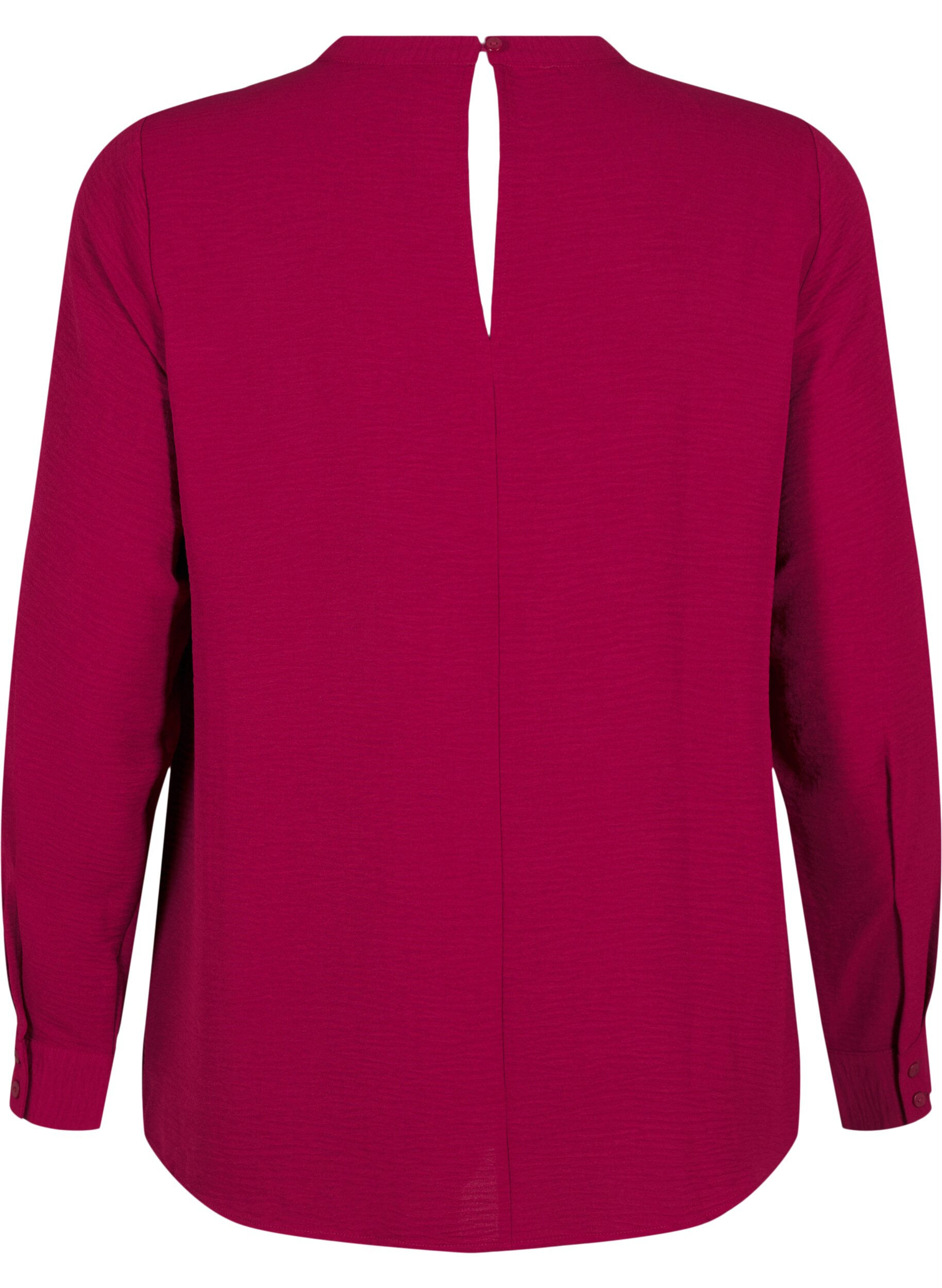 Zizzi Bluse med blondedetalje, Red Plum, Packshot image number 1