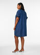 Denimlook kjole med knaplukning og fl&aelig;se&aelig;rmer, Bl&aring;, Model image number 2