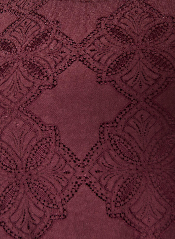 Blondekjole med lange &aelig;rmer og fl&aelig;sekant, M&oslash;rk Bordeaux, Packshot image number 2