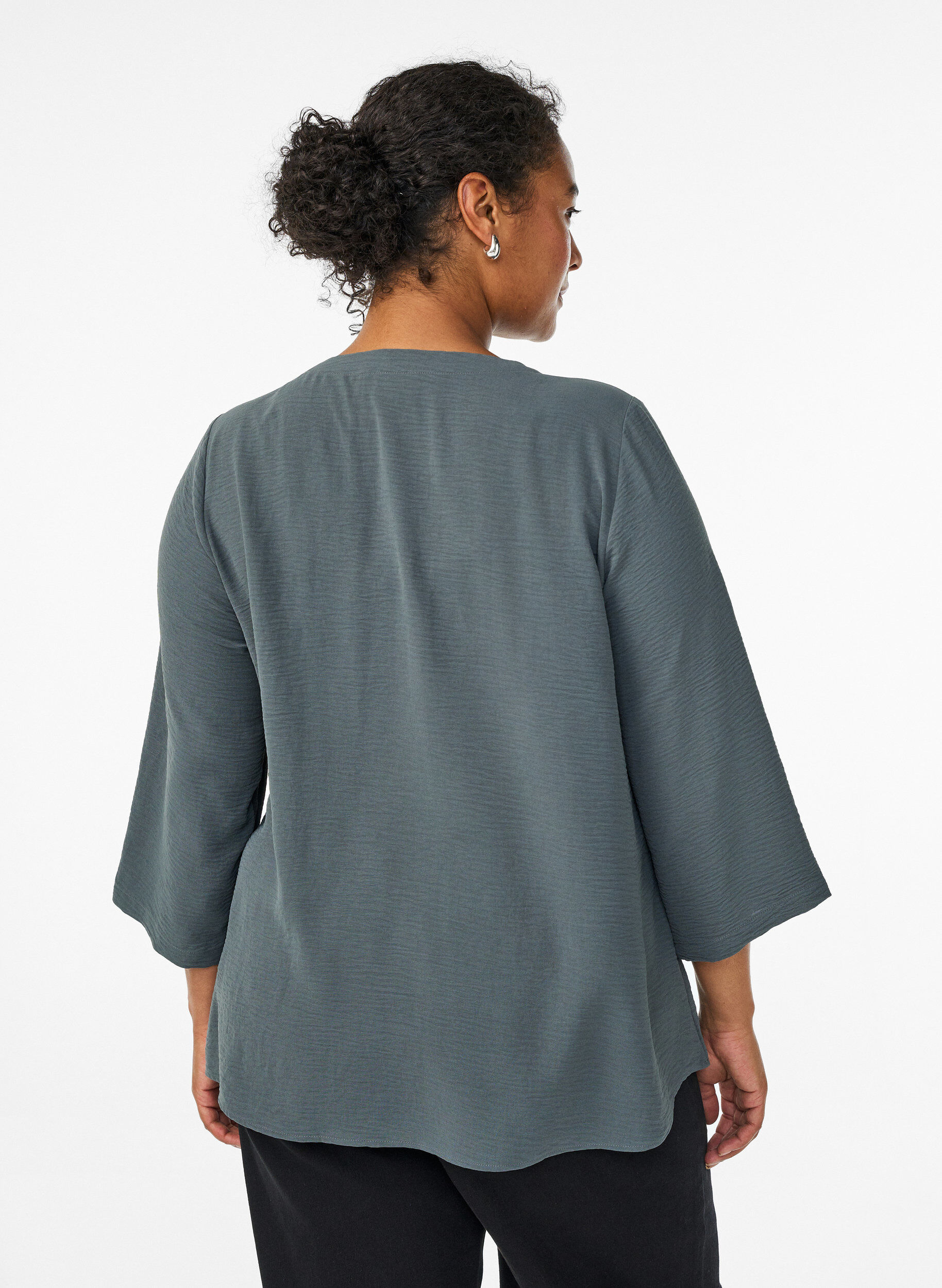 Zizzi FLASH - Bluse med 3/4 &aelig;rmer, Gr&oslash;n, Model image number 2