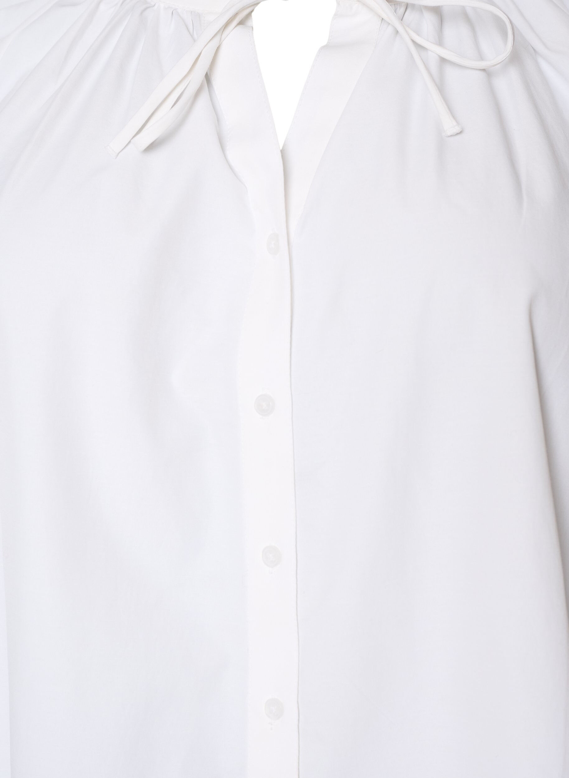 ZizziSkjortebluse med knaplukning og bindeb&aring;nd, Hvid, Packshot image number 2