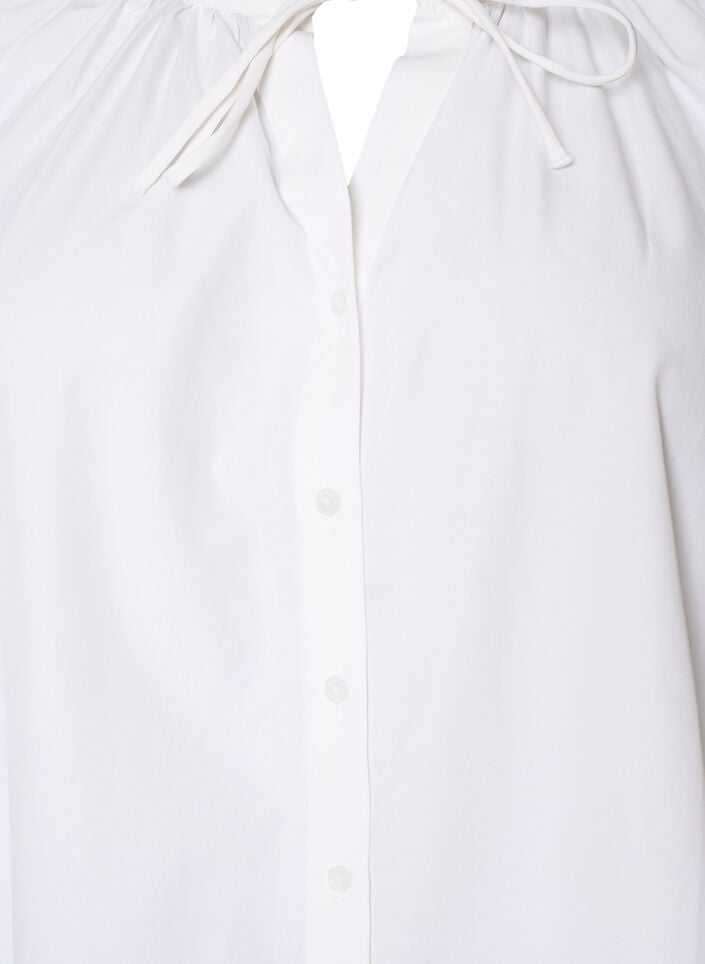 Skjortebluse med knaplukning og bindeb&aring;nd, Hvid, Packshot image number 2