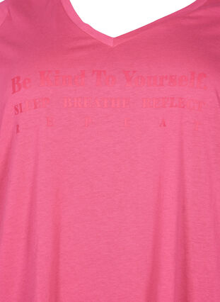 Bomulds nat t-shirt med tryk , Hot Pink w. Be, Packshot image number 2