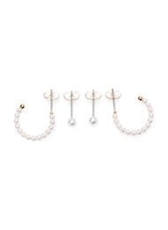 2-pak øreringe med perler, Gold w. Pearl, Packshot