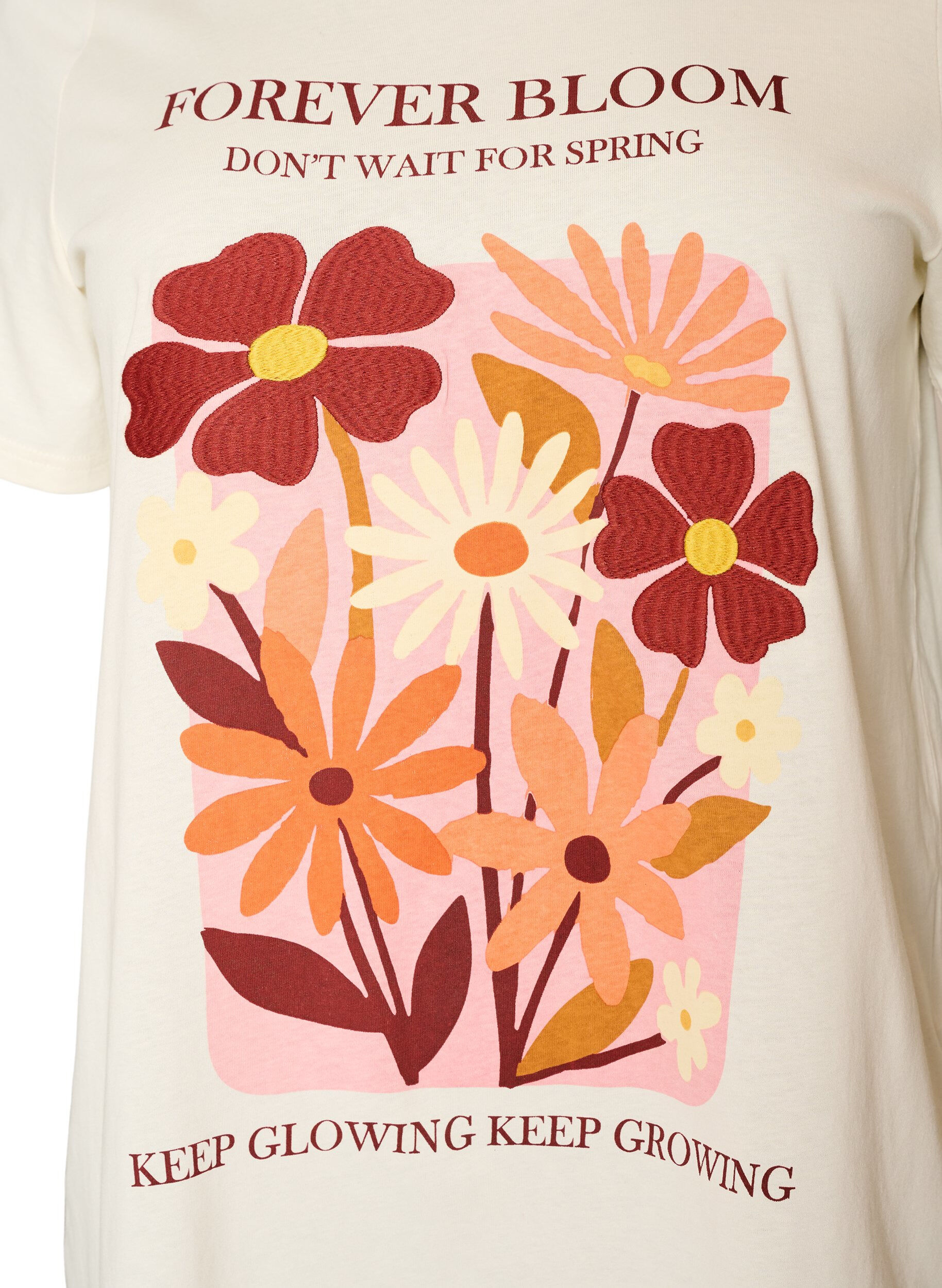 ZizziT-shirt i bomuld med printmotiv, Vanilla, Packshot image number 2