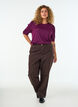 Bluse med knapdetalje og korte puf&aelig;rmer, M&oslash;rk Bordeaux, Model image number 1