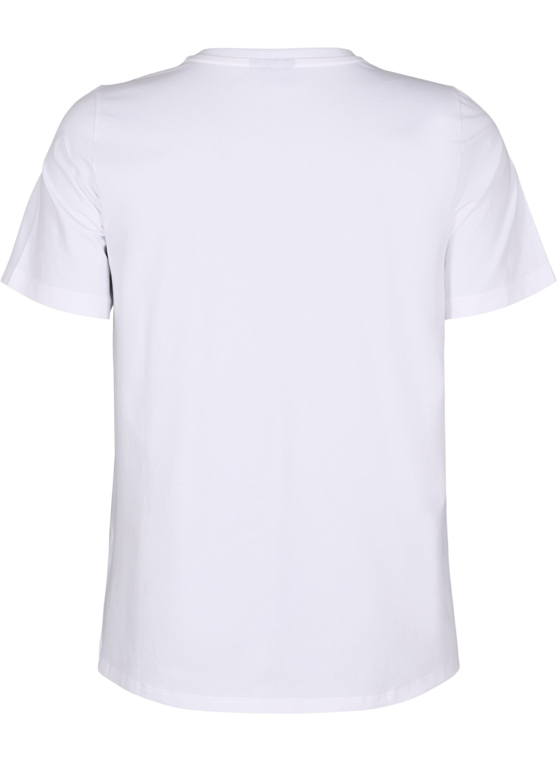 Zizzi T-shirt i &oslash;kologisk bomuld med rund hals, Bright White, Packshot image number 1