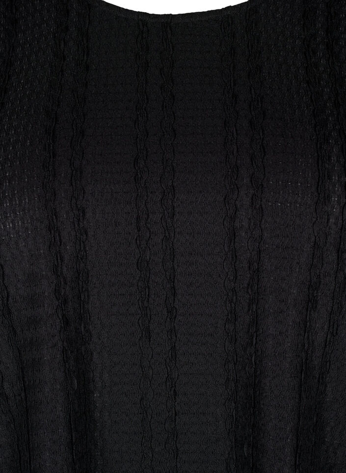 Bluse med lange ærmer og tekstur, Black, Packshot image number 2