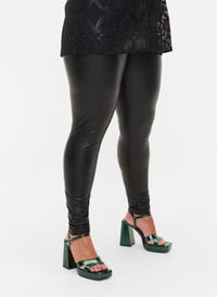 Coated leggings med børstet inderside, Black, Model