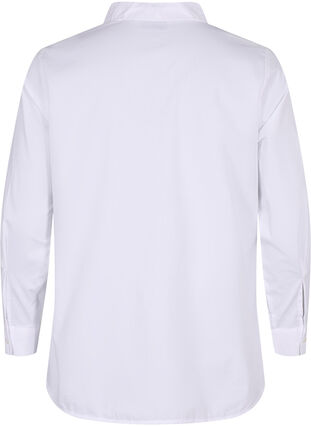 Stribet skjorte i bomuldsblanding, Bright White, Packshot image number 1